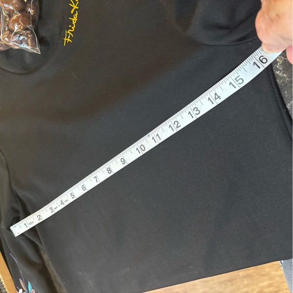 FRIDA KAHLO  ARTIST BLACK DRESS SMALL WITH FLORAL SLEEVES MIDI WEDDING COCKTAIL - Picture 11 of 14